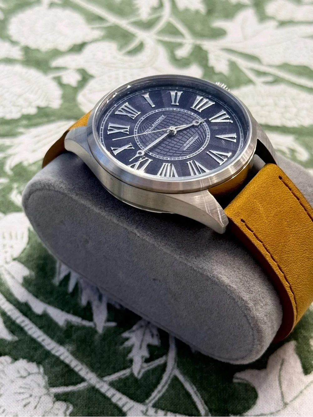 Villandry Navy Dial Watch with Tan Leather Strap